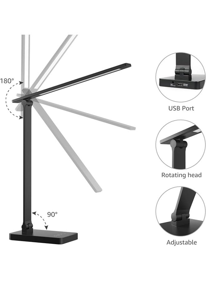 Lepro LED Desk Lamp, Desk Lamp with USB Charging Port, 655lm, Eye Caring Table Lamp, 5 Brightness Levels x 3 Colour Modes, Touch Control Daylight Lamp for Office, Back to School, Bedside and More - Image 2