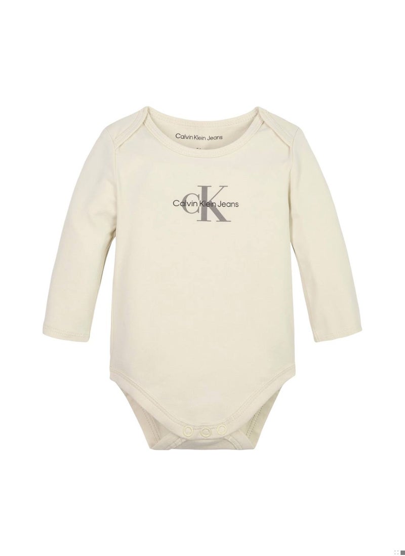 Calvin Klein Jeans - Calvin Klein Jeans Baby's Bodysuit - Long Sleeves - Newborn - Cotton , Grey - Image 1