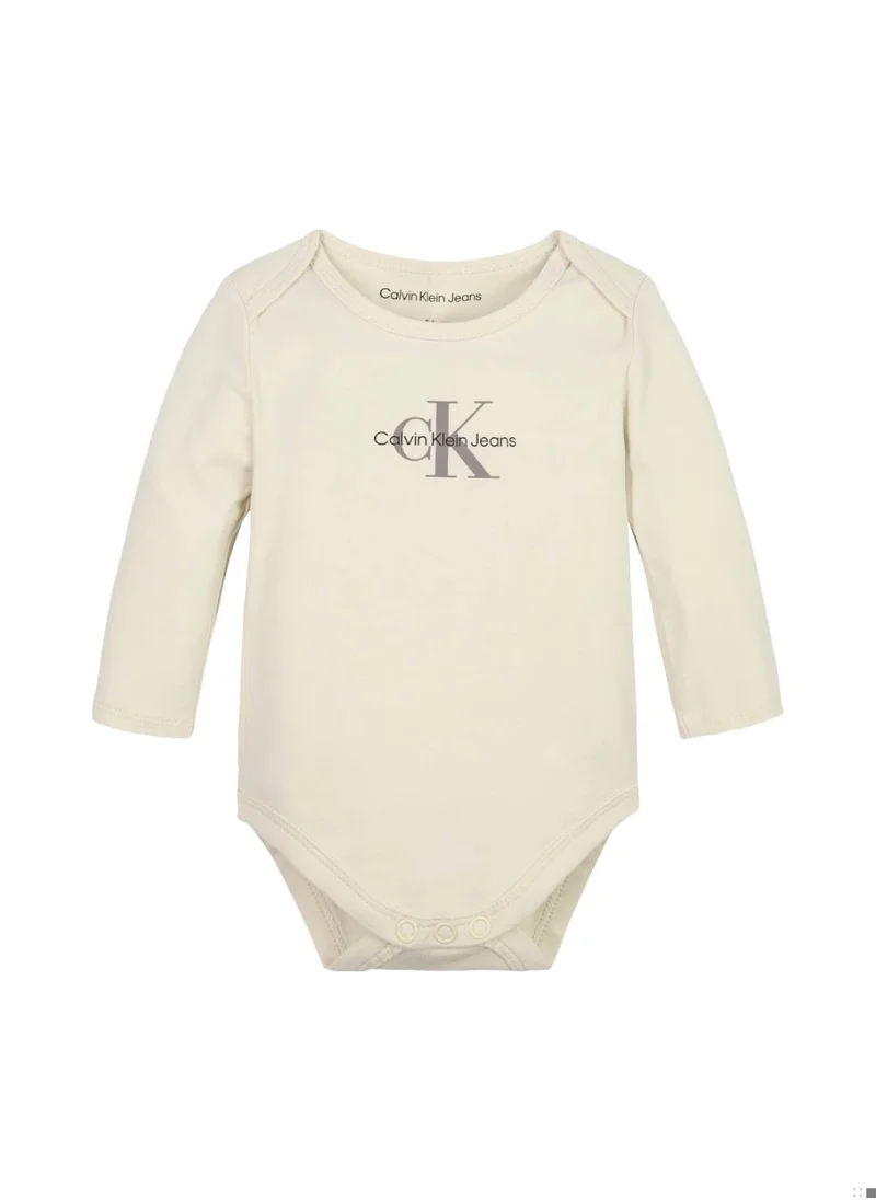 CALVIN KLEIN Calvin Klein Jeans Baby's Bodysuit - Long Sleeves - Newborn - Cotton , Grey