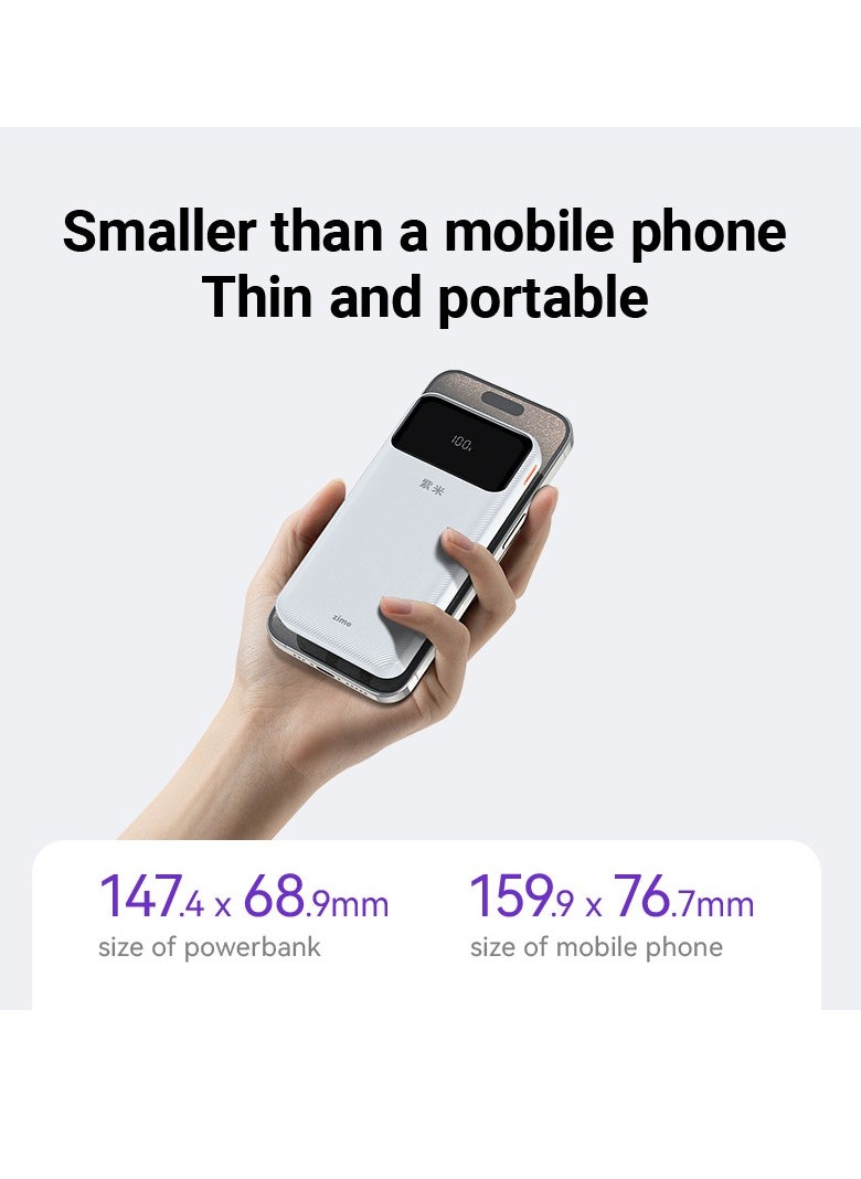 zime - zime B225 Power Bank, 10,000mAh 22.5W Max Fast Portable Charger with Built-in USB-C and Connector Cables, 1 USB-C, 1 USB-A, Battery Pack for iPhone 16/15/14 Series, Galaxy, and more - Image 1