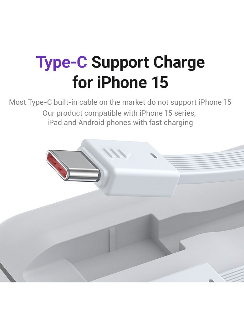zime - zime B225 Power Bank, 10,000mAh 22.5W Max Fast Portable Charger with Built-in USB-C and Connector Cables, 1 USB-C, 1 USB-A, Battery Pack for iPhone 16/15/14 Series, Galaxy, and more - Image 1