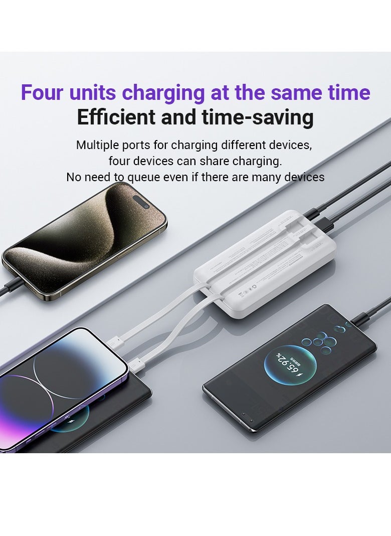zime - zime B225 Power Bank, 10,000mAh 22.5W Max Fast Portable Charger with Built-in USB-C and Connector Cables, 1 USB-C, 1 USB-A, Battery Pack for iPhone 16/15/14 Series, Galaxy, and more - Image 1
