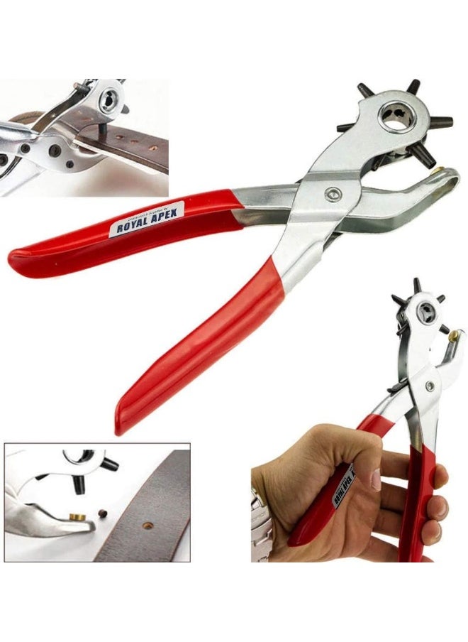 Royal Apex Royal Apex Heavy Duty Revolving Leather Hole Punch, Eyelet Plier Puncher With 6 Sizes For Diy Home Or Craft Projects Belt, Saddle, Tack, Watch Strap, Shoe, Fabric Etc  - Image 2