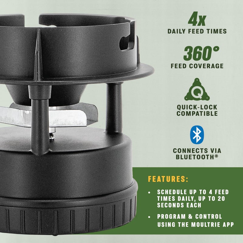 Moultrie All-in-One Deer Feeder Kit - Quicklock Adapter Fits Most Flat Bottom Hoppers - Digital Timer with 4 Daily Feeds - Moultrie Connect Bluetooth - Image 2
