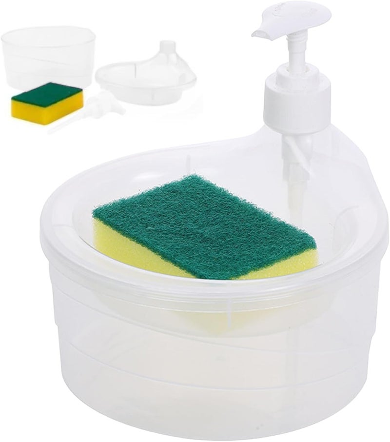 DUFFIX Double Layer Soap Dispenser for Bathroom Accessories - Dishwasher Liquid Holder with Pump and Convenient Sponge Holder, Multipurpose Liquid Dispenser - Image 5