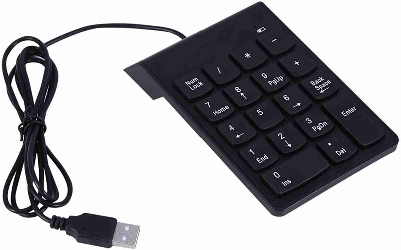 لوحة الأرقام USB 2.0، 18 مفتاحًا، 5.4 × 3.3 بوصة، لوحة أرقام سلكية قابلة للتوصيل والتشغيل، مصنوعة من مادة ABS، لأجهزة الكمبيوتر المحمولة التي تعمل بأنظمة Windows 98/95/NT/ME/2000/Pro/Vista/7.0/8.0 - Image 1