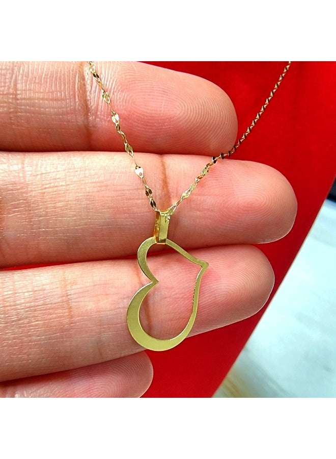 Hamsa.ae 18K Pure Gold Heart Design Necklace For Women - Image 2