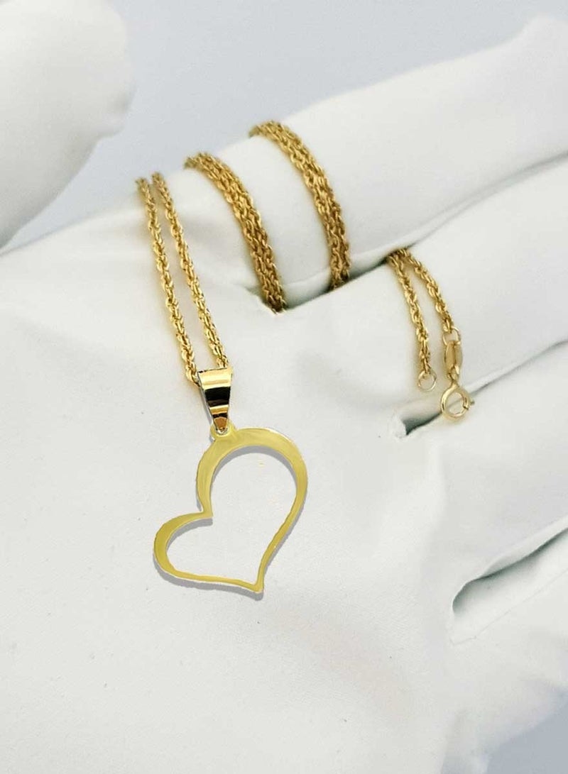 Hamsa.ae 18K Pure Gold Heart Design Necklace For Women - Image 3