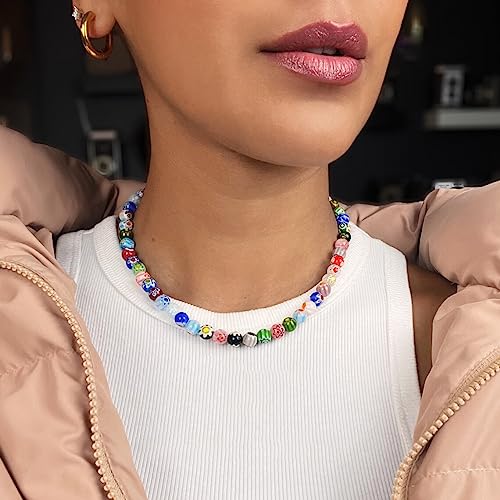 SOFYBJA Millefiori Colorful Seed Bead Flower Choker Necklace Murano Glass Crystal Beaded Necklace Handmade Jewelry for Women - Image 2