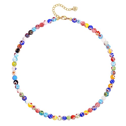 SOFYBJA Millefiori Colorful Seed Bead Flower Choker Necklace Murano Glass Crystal Beaded Necklace Handmade Jewelry for Women - Image 1