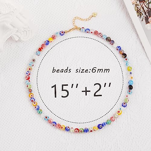 SOFYBJA Millefiori Colorful Seed Bead Flower Choker Necklace Murano Glass Crystal Beaded Necklace Handmade Jewelry for Women - Image 4
