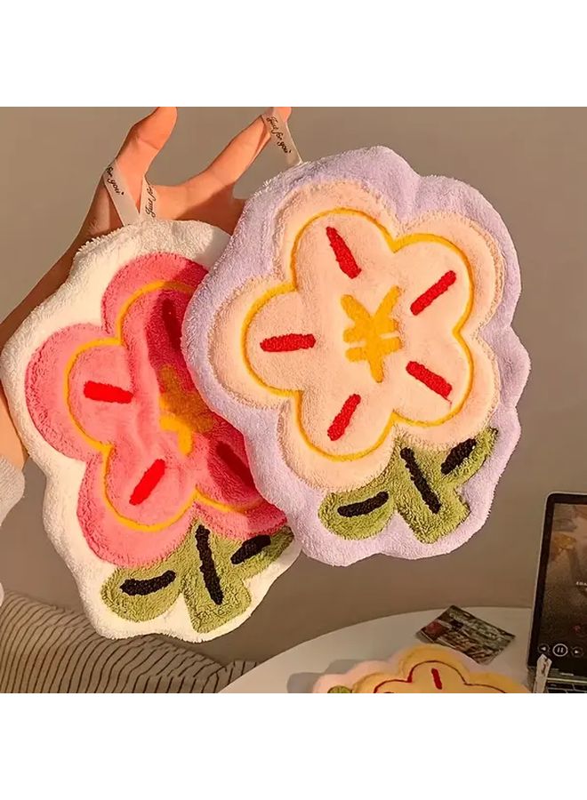6pcs Flower Kitchen Towels Soft Microfiber Absorbent For Kitchen Bathroom Mix Colors - Image 2