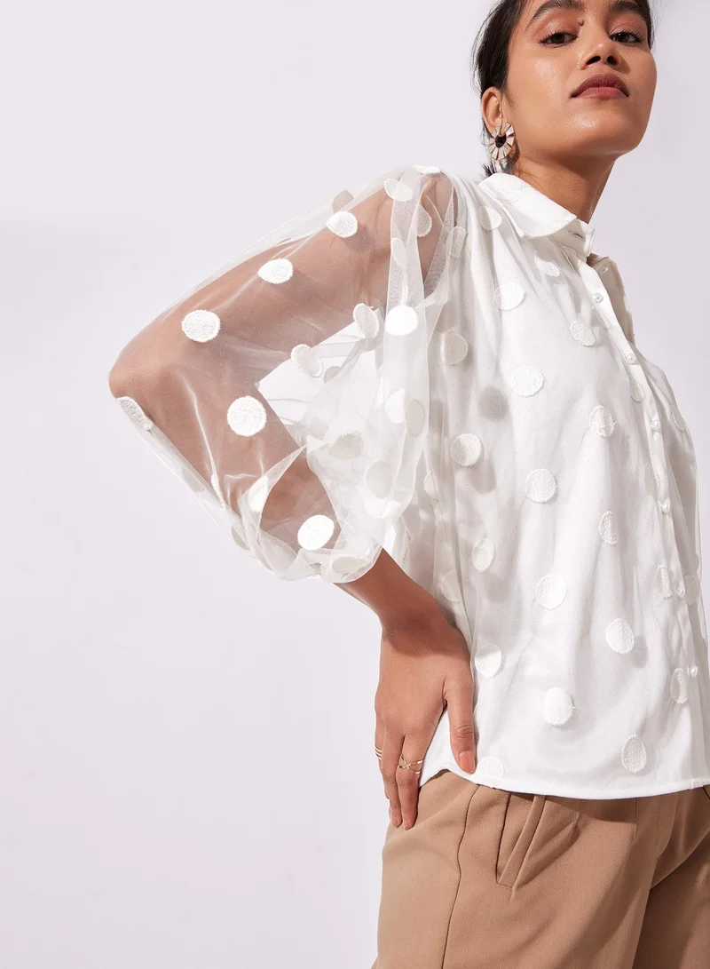 The Label Life Sheer Polka Shirt