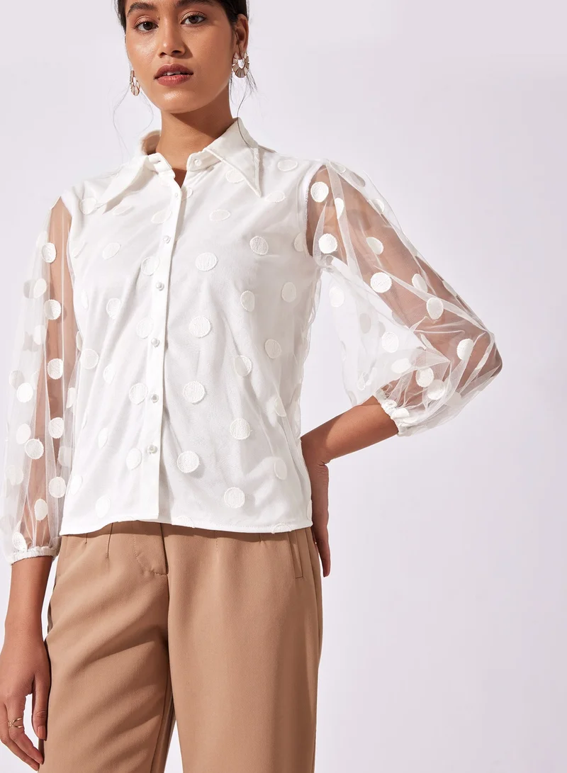 The Label Life Sheer Polka Shirt