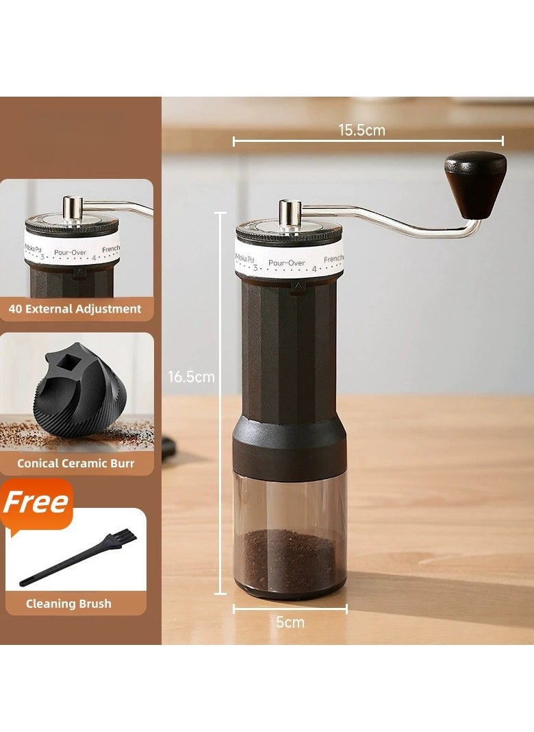 EqiEch Manual Coffee Grinder with 40 External Adjustable Settings, Portable Mini Coffee Mill with 20g Capacity,Conical Burr Coffee Grinder with Crank for Travel, Camping, Office, Espresso, Pour Over, etc  - Image 3