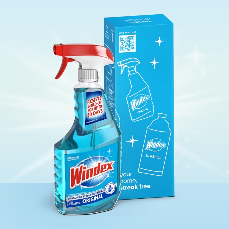 Windex Glass and Window Cleaner Spray Bottle, Packaging Designed to Prevent Leakage and Breaking, Surface Cleaning Spray, Original Blue Scent, 23 Fl Oz - Image 2