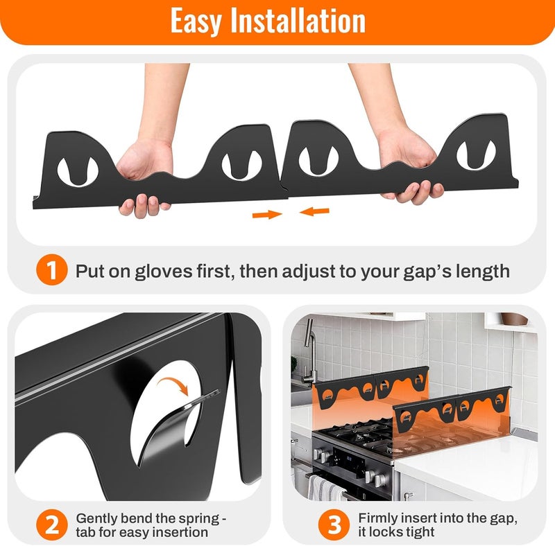 SmartTrends Stove Gap Covers Stainless Steel, 2 Pack Stove Gap Filler, Heat-Resistant Guards Between Stove & Counter, Adjustable Length 13" to 28", Easy to Clean Range Trim Kit for Sink, Black Varied global sizing picks - Image 4