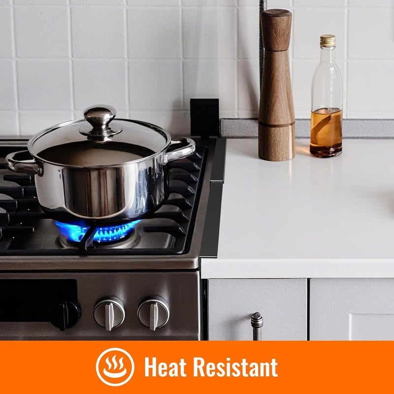 SmartTrends Stove Gap Covers Stainless Steel, 2 Pack Stove Gap Filler, Heat-Resistant Guards Between Stove & Counter, Adjustable Length 13" to 28", Easy to Clean Range Trim Kit for Sink, Black Varied global sizing picks - Image 5