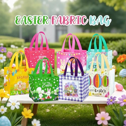DECHISY 18Pack Easter Egg Hunt Bags, Large Easter Bags with Handles,Bunny&Chick Egg Hunt Baskets for Kids, Adults, Party Supplies and Holiday Decor(Pink) - Image 2