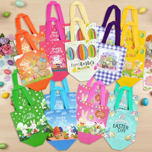 DECHISY 18Pack Easter Egg Hunt Bags, Large Easter Bags with Handles,Bunny&Chick Egg Hunt Baskets for Kids, Adults, Party Supplies and Holiday Decor(Pink) - Image 5