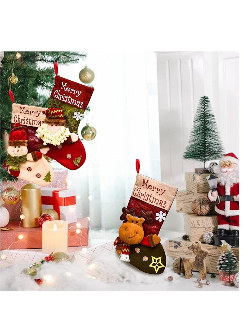 Womdee Christmas Stockings Set of 3,Womdee 18" Classic Large Xmas Stockings with 3D Santa Snowman Reindeer, Fireplace Hanging Stockings for Family Holiday Christmas Party Decoration Season Decor - Image 5
