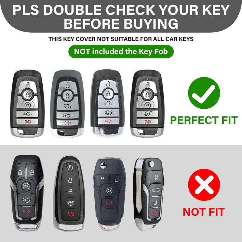 MOCHENT Mech Style Heavy Metal Key Fob Cover for Ford F150 Explorer Fusion Escape Edge Expedition F250 F350 F450 F550 Bronco Maverick Mustang, Zinc Alloy Key Case Protector, 3/4/5 Buttons, Gunmetal - Image 2