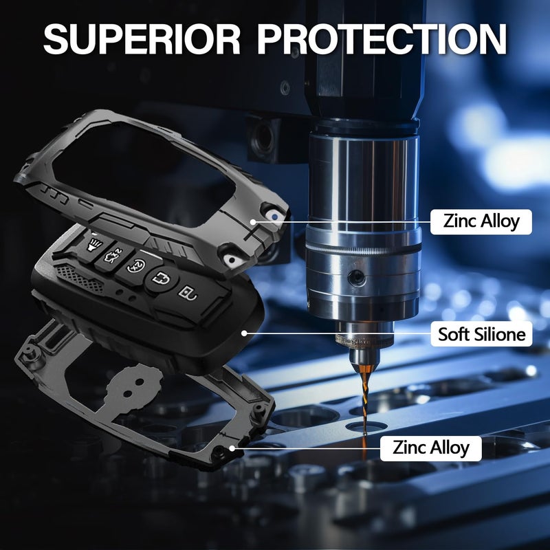 MOCHENT Mech Style Heavy Metal Key Fob Cover for Ford F150 Explorer Fusion Escape Edge Expedition F250 F350 F450 F550 Bronco Maverick Mustang, Zinc Alloy Key Case Protector, 3/4/5 Buttons, Gunmetal - Image 5
