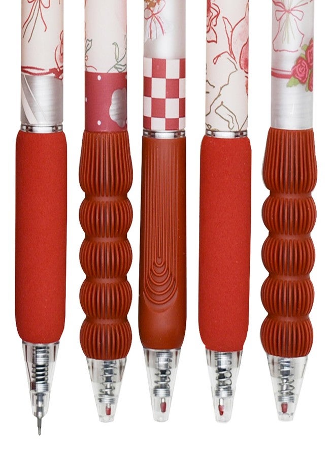 Lopenle 10pcs Red Rose Inspirational Pens Flower Gel Pen Fancy Retractaable 3D Clip - Decorative Rose Ballpoint Pen Holder with Black Refill - Unique Gift for Women, Office & School Supplies - Image 5