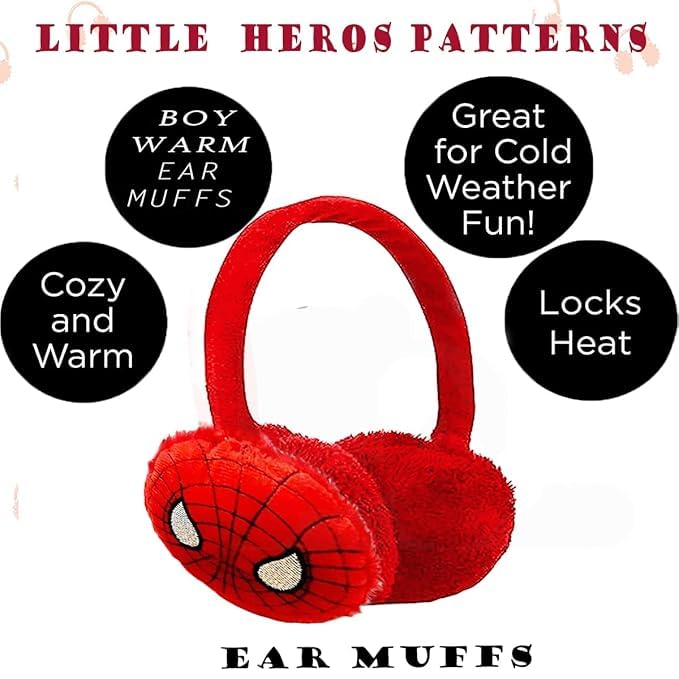 FIT FOCUS (Pack of 2) Kids Winter Earmuff for age 3-12 Years Fun Winter Earmuffs for Kids – Cozy and Stylish Headgear for Cold Weather (Red+Red spider) - Image 4