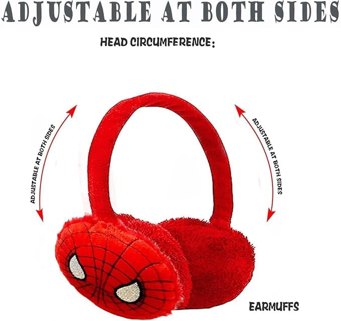 FIT FOCUS (Pack of 2) Kids Winter Earmuff for age 3-12 Years Fun Winter Earmuffs for Kids – Cozy and Stylish Headgear for Cold Weather (Red+Red spider) - Image 3
