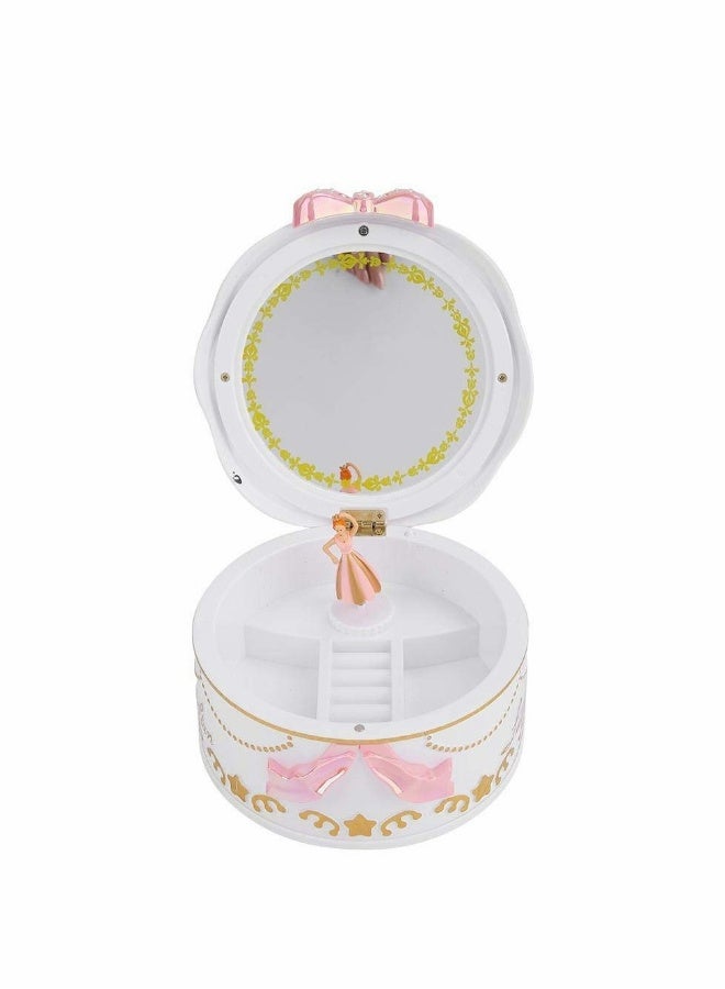 White Girls Mini Music Box with Ballerina – Kids Jewelry Storage Organizer  - Image 1