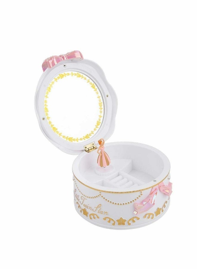 White Girls Mini Music Box with Ballerina – Kids Jewelry Storage Organizer  - Image 5
