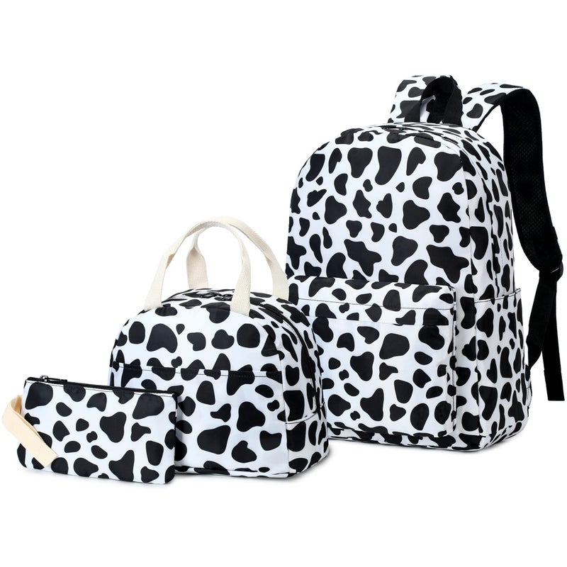Yusudan Cow Print Girls School Backpack Set Kids Teens School Bag Bookbag with Lunch Bag Pencil Bag - Image 2