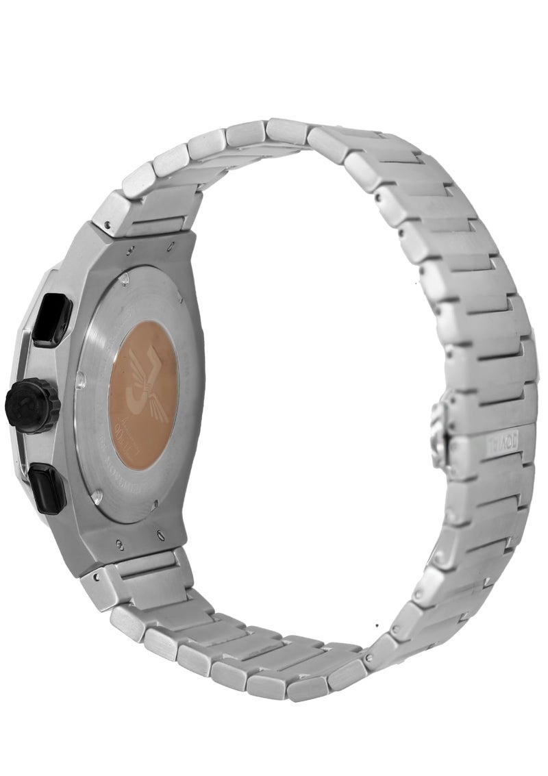 جوفيال ساعة جوفيال 1505GSMC05E للرجال من الفولاذ المقاوم للصدأ، تصميم هندسي جريء، مينا وردية، حركة متعددة الوظائف، 45 مم - Image 3