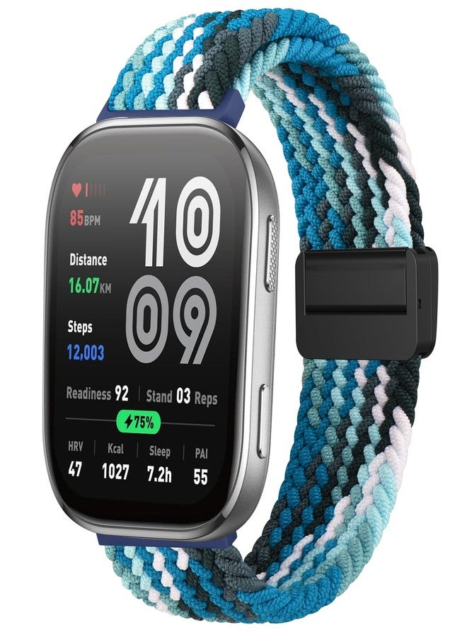 اي كي سوار AK المغناطيسي المضفر لساعات Amazfit Bip 6 / Bip 5 و Amazfit GTR 4، سوار معصم رياضي من النايلون الناعم مقاس 22 مم متوافق مع ساعات Amazfit Bip 6 / Bip 5 / GTR 4 للرجال والنساء (أزرق محيطي) - Image 1