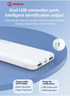 HOGUO 10000 mAh Fast Charging Power Bank USB Output 5V/2.1A White  - Image 4