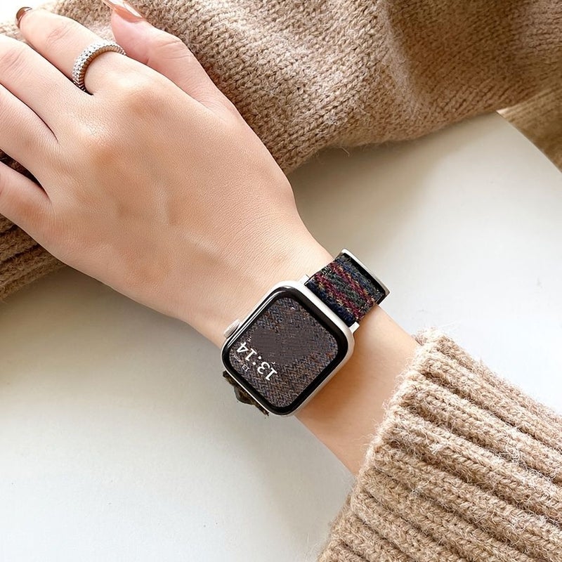 Synthetic Leather Smartwatch Band For 42mm 44mm 45mm 49mm Red And Blue Stripes Wide Unisex - Image 3