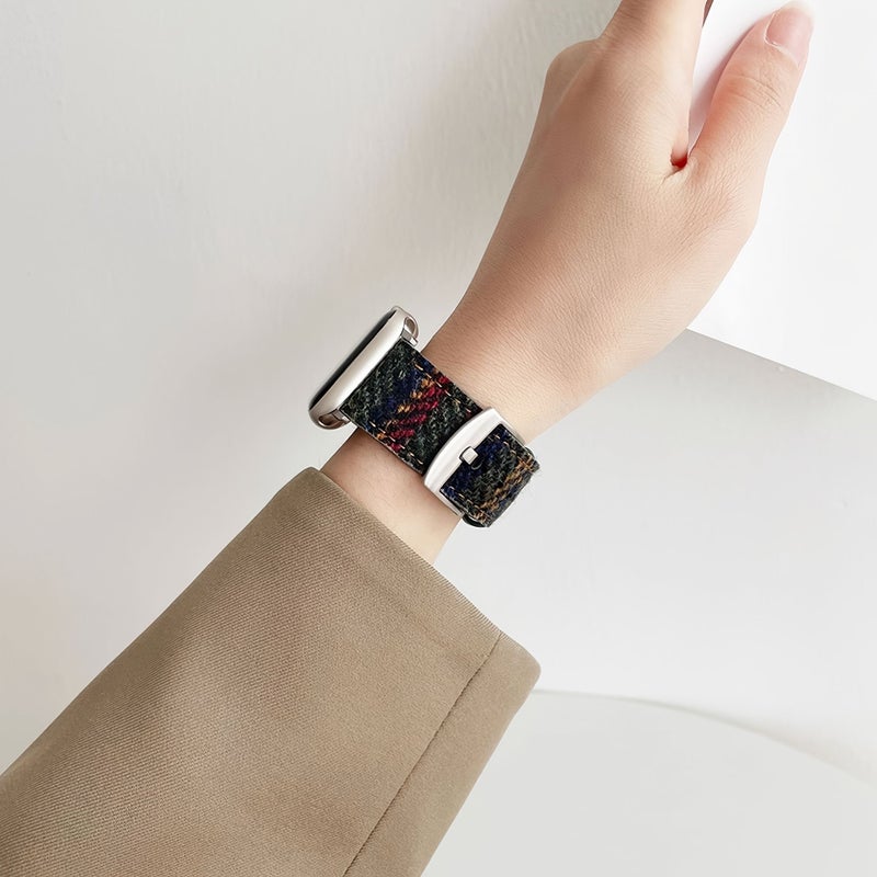Synthetic Leather Smartwatch Band For 42mm 44mm 45mm 49mm Red And Blue Stripes Wide Unisex - Image 4
