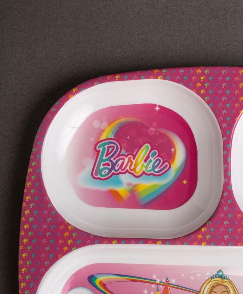 Superware Melamine Kids Partition Plate Set of 2 with Spoon Barbie Shine Theme Divided Meal Dinnerware for Toddlers and Children Durable - Image 4