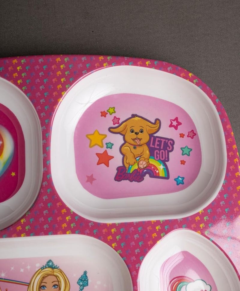 Superware Melamine Kids Partition Plate Set of 2 with Spoon Barbie Shine Theme Divided Meal Dinnerware for Toddlers and Children Durable - Image 3
