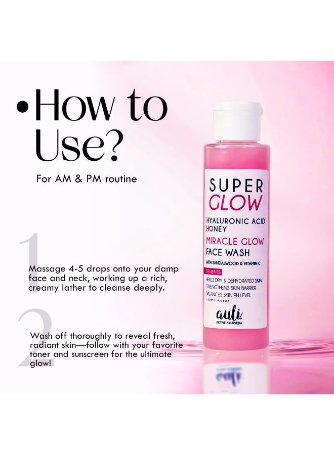 AULI LIFESTYLE Super Glow Face Wash for All Skin Types | Hyaluronic Acid and Sandalwood | Boosts Hydration and Removes Stubborn Tan, for Glowing, Even Skin - 120ml - Image 4