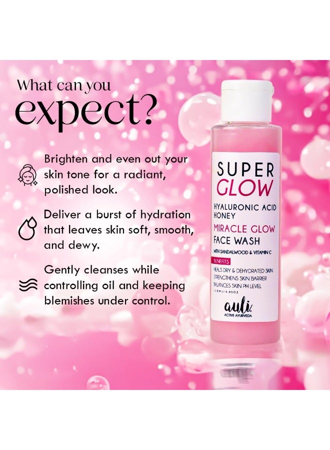 AULI LIFESTYLE Super Glow Face Wash for All Skin Types | Hyaluronic Acid and Sandalwood | Boosts Hydration and Removes Stubborn Tan, for Glowing, Even Skin - 120ml - Image 2