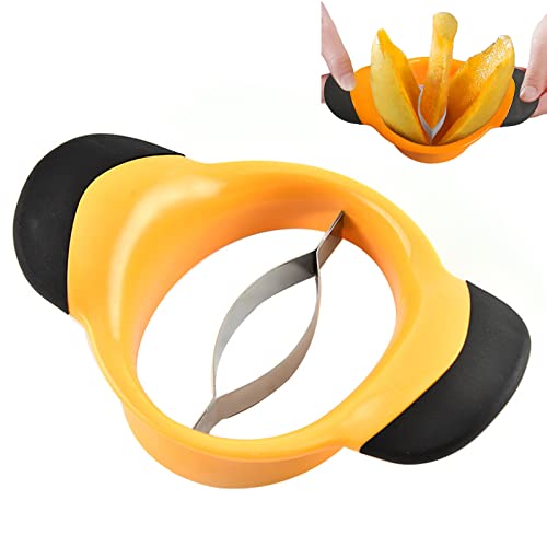 JAKENHAM Mango Slicer, Mango Splitter, Mango Cutter with Stainless Steel Blade, Mango Pit Remover Tool, Mango Divider with Ergonomic Rubber Grip Handle, Easy Remove Pit and Divide - Image 1