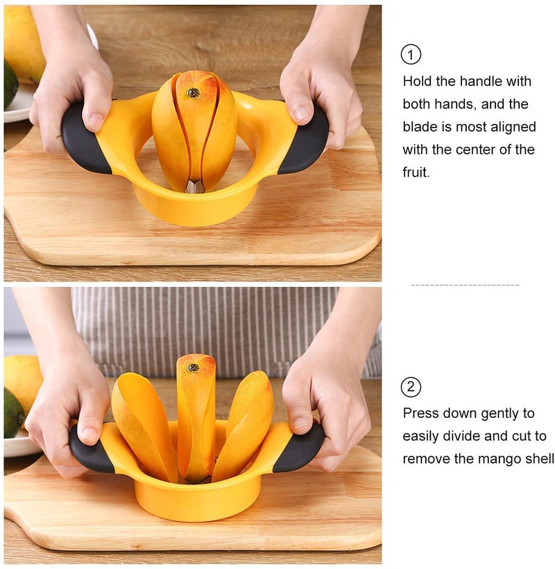 JAKENHAM Mango Slicer, Mango Splitter, Mango Cutter with Stainless Steel Blade, Mango Pit Remover Tool, Mango Divider with Ergonomic Rubber Grip Handle, Easy Remove Pit and Divide - Image 4