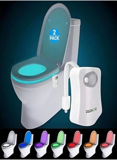 Zezhou ZEZHOU Original Toilet Night Light 2 Pack, Motion Sensor Activated LED Lamp, Fun 8 Colors Changing Bathroom Nightlight Add on Toilet Bowl Seat, Perfect Decorating Gadget for Dad Adults Kids Toddler 