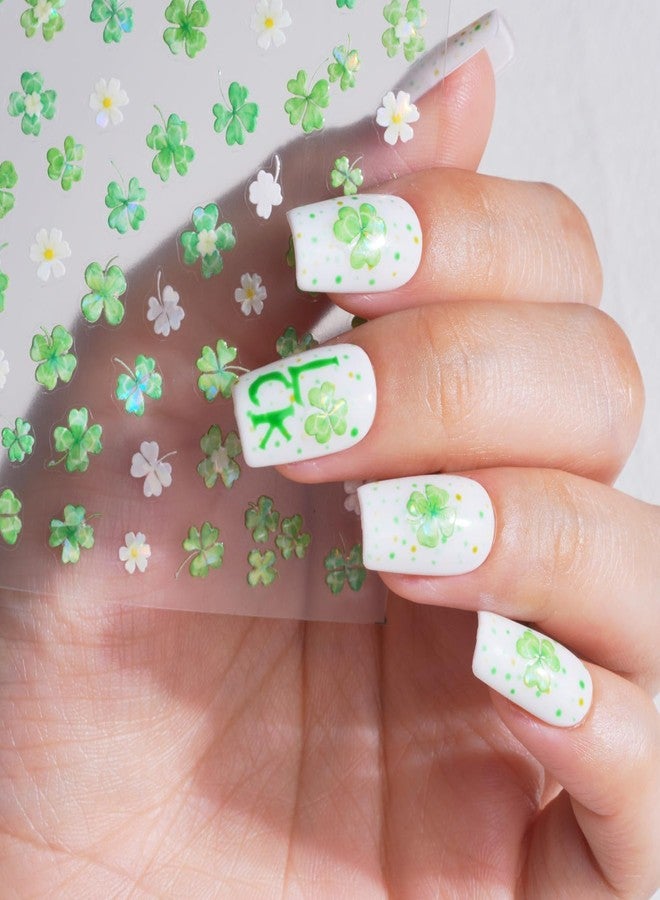 Pretty Diva PrettyDiva 5D Lucky Clover Nail Art Sticker for Spring Summer Green Four-Leaf Clover Nails Art Sticker Decals Self-Adhesive Holo Nail Decal DIY Decoration - Image 5