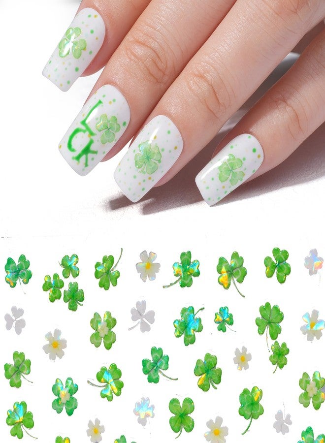 Pretty Diva PrettyDiva 5D Lucky Clover Nail Art Sticker for Spring Summer Green Four-Leaf Clover Nails Art Sticker Decals Self-Adhesive Holo Nail Decal DIY Decoration - Image 1