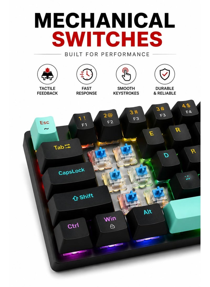 iMICE GK300 Mini Mechanical Gaming Keyboard Compact Wired RGB Keyboard for PC Laptop Gaming Setup - Image 2