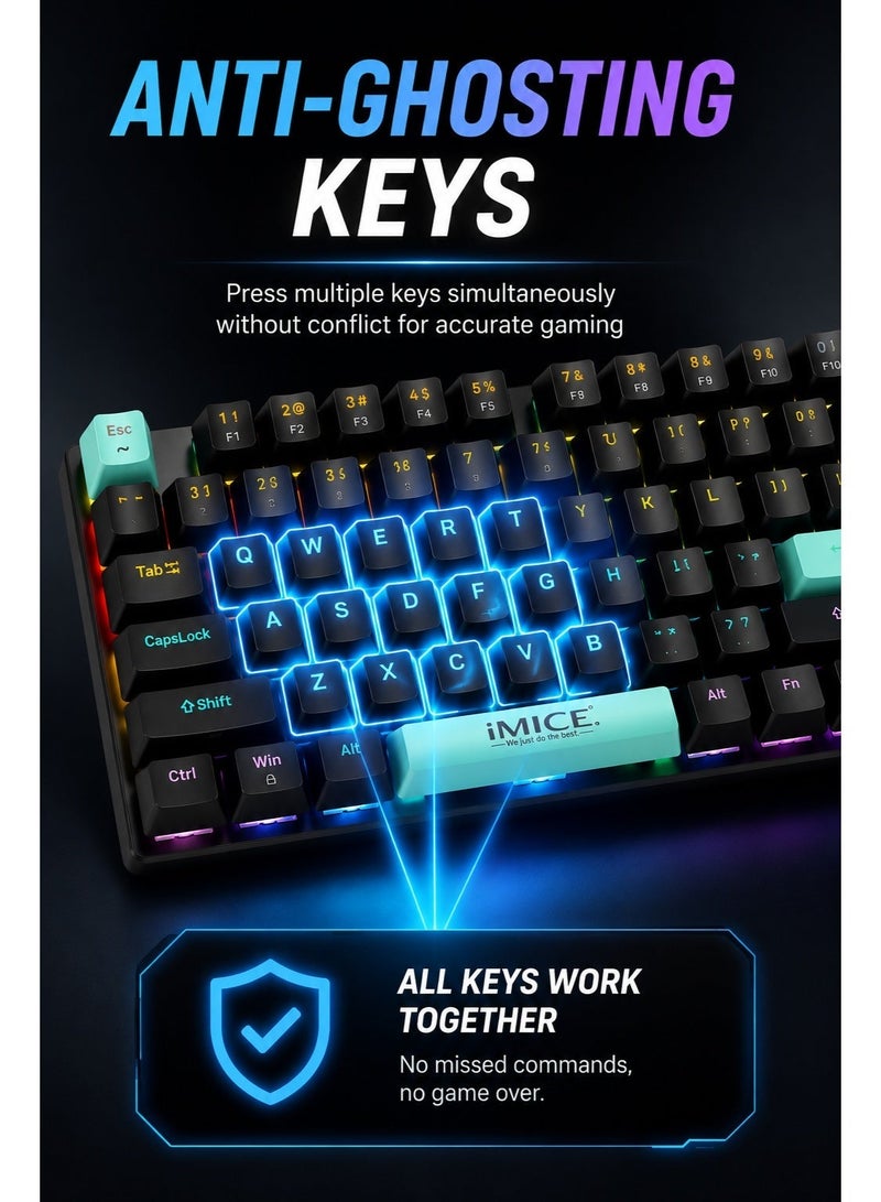 iMICE GK300 Mini Mechanical Gaming Keyboard Compact Wired RGB Keyboard for PC Laptop Gaming Setup - Image 3