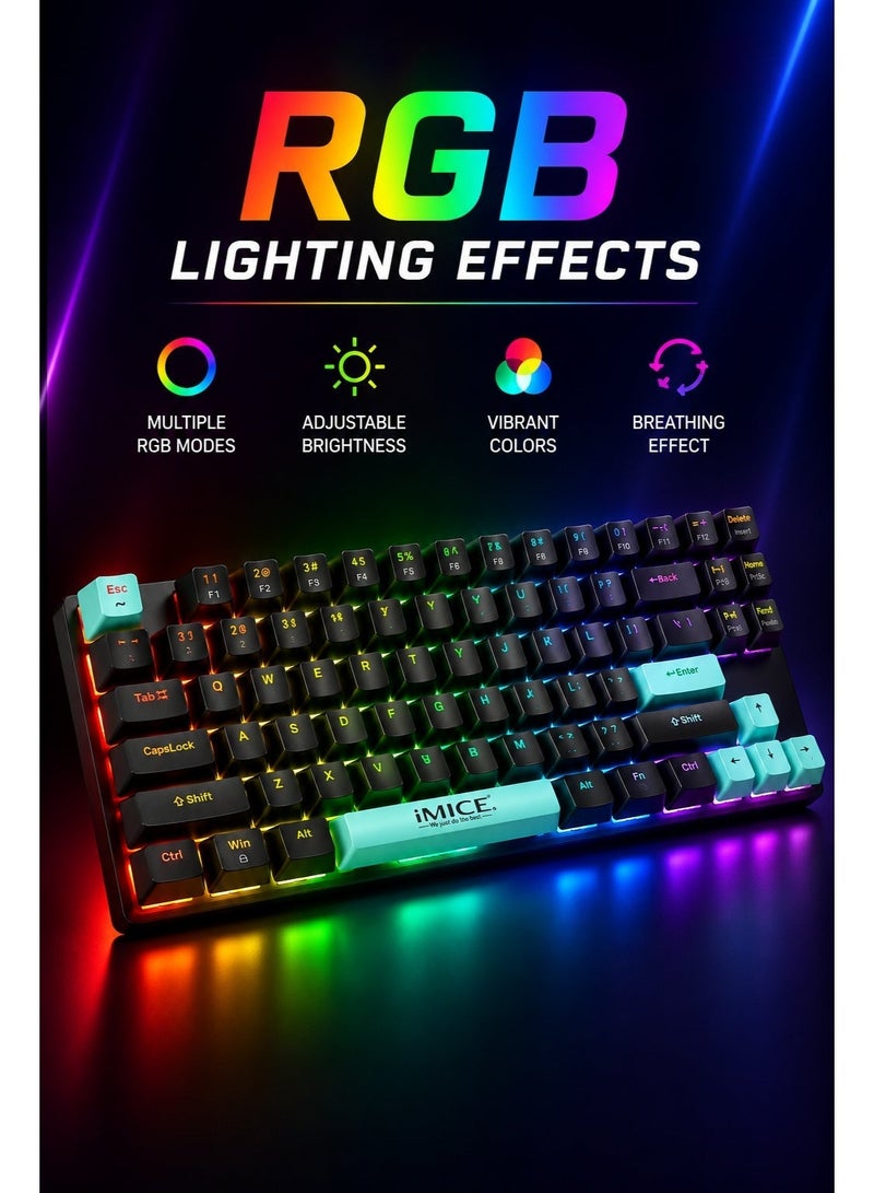 iMICE GK300 Mini Mechanical Gaming Keyboard Compact Wired RGB Keyboard for PC Laptop Gaming Setup - Image 4